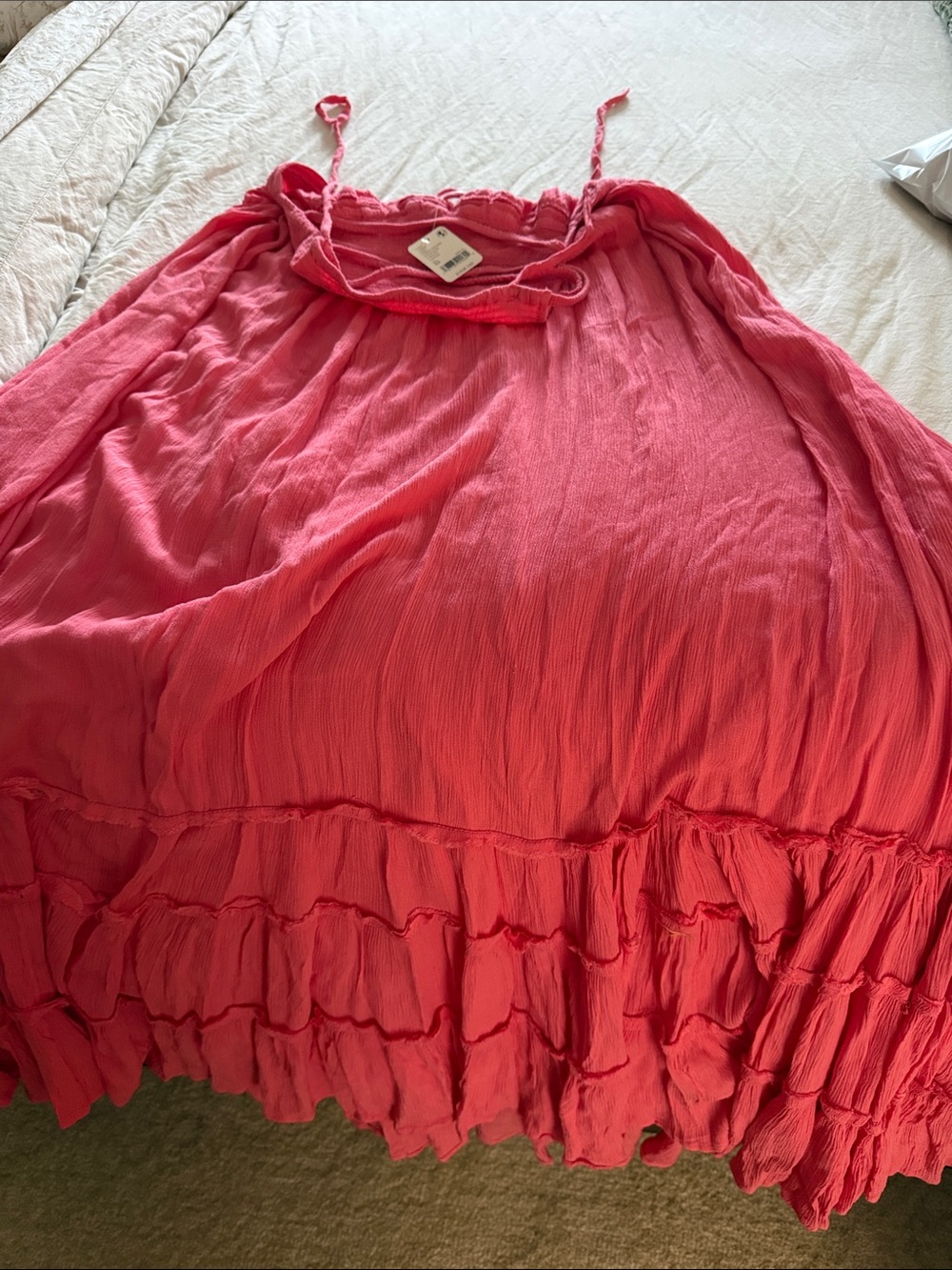 Free People Bright Coral Off-Shoulder Maxi Dress - Picture 2 of 8